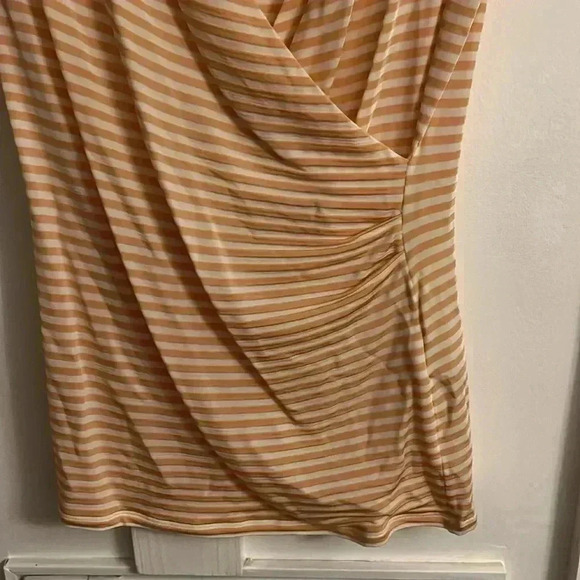 MaxMara Orange White Stripe Faux wrap sleeveless Top - Picture 2 of 5